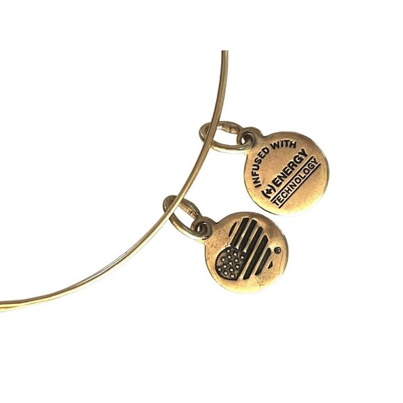 Alex and Ani Heart Beaded Gold Bangle Bracelet Valentines - Picture 2 of 5